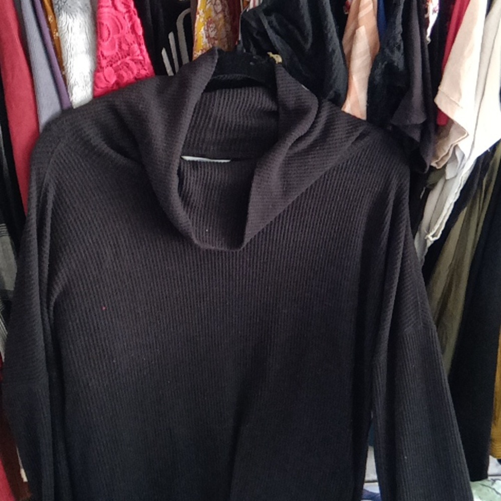 Black turtleneck lightweight sweater